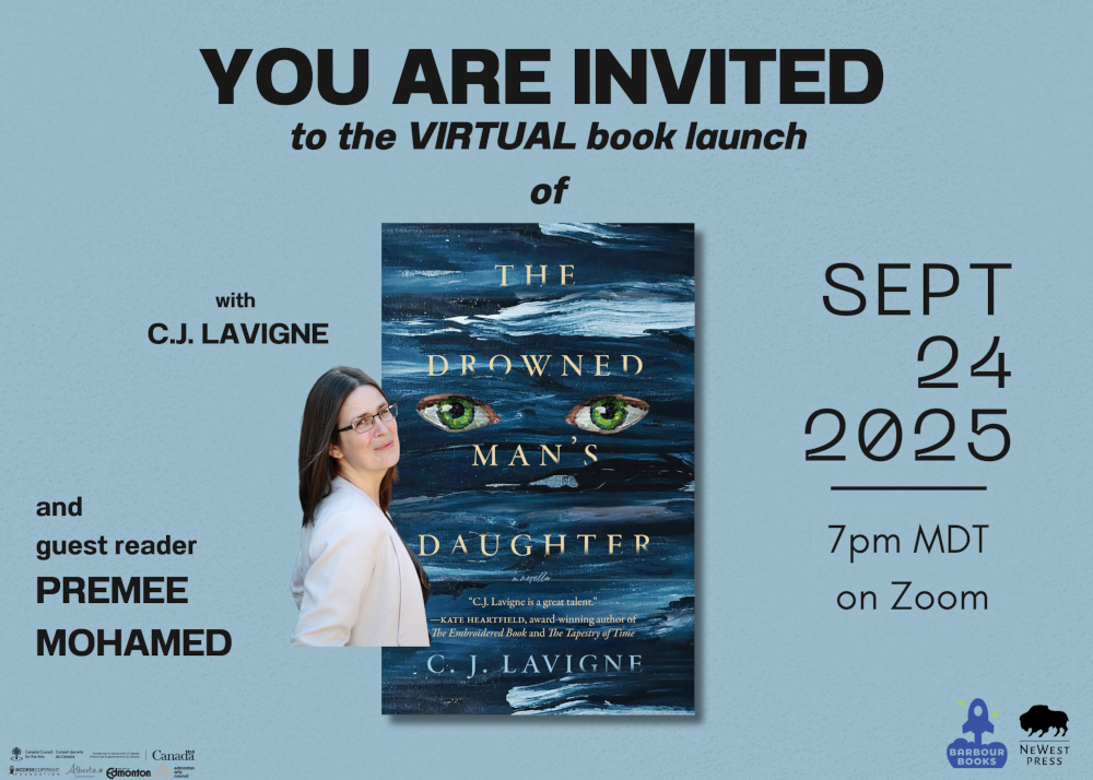 An invitation to the book launch for The Drowned Man's Daughter, to be held on Zoom on Sept. 25, 2025.